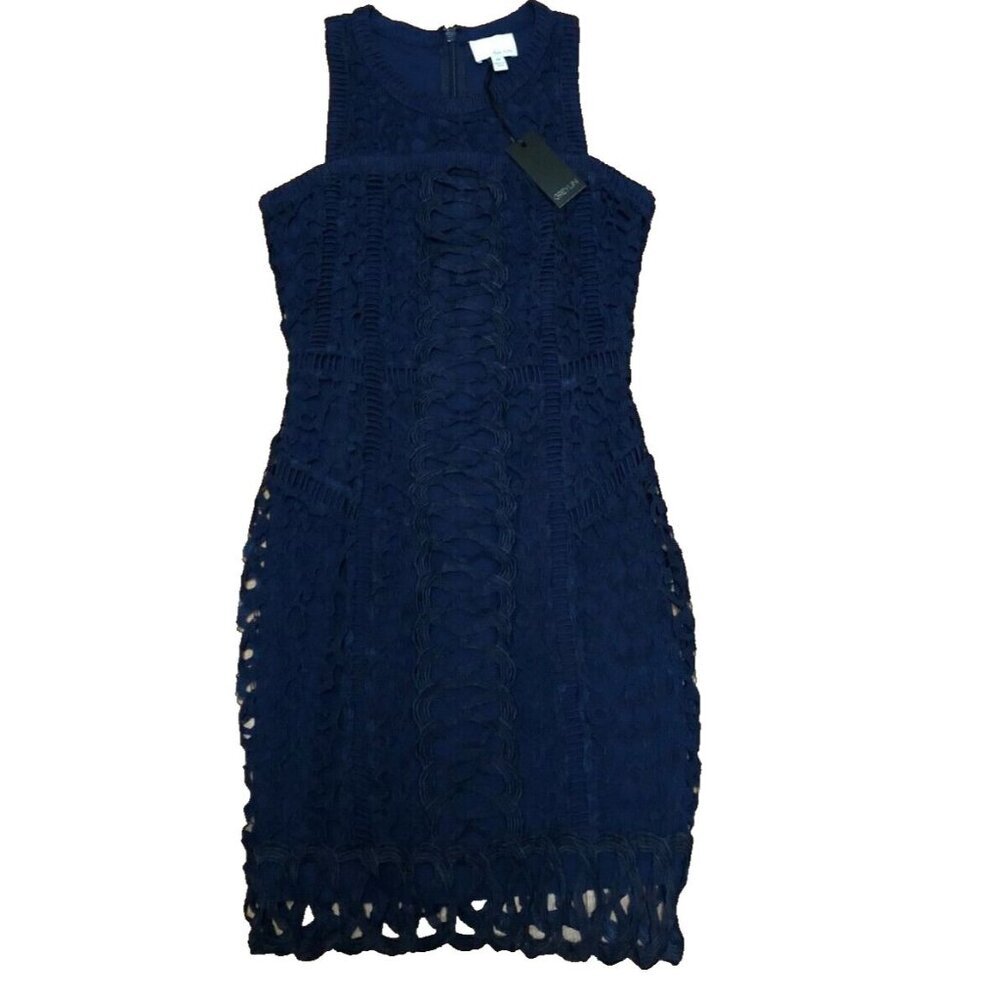 Anthropologie Greylin blue Sleeveless lace Sheath career Dress XS - V- New